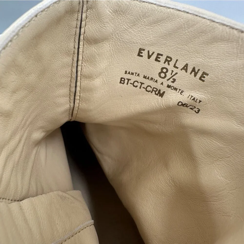 Everlane The City Boot in Cream Leather 8.5 Women's Side Zip Block Heel Ankle - Picture 8 of 9